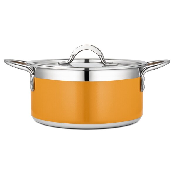 Bon Chef Country French 2 Pot W/Cover 8 5/8"D X 3 7/8"H 3 Qt 9 Oz - Orange 71301-CF2-O - main